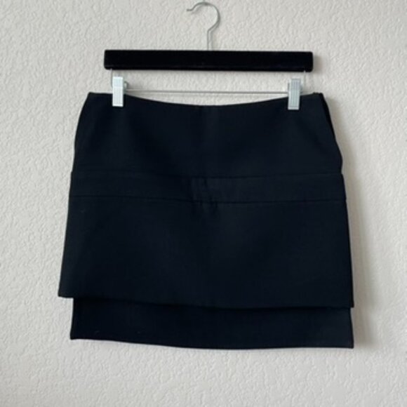 Givenchy Black Mini Skirt w/ Uneven Hem Size 36 Small